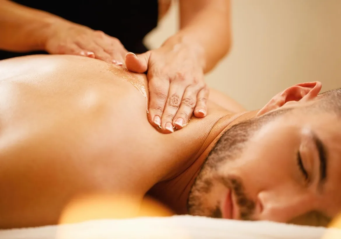 Man receiving a shoulder massage